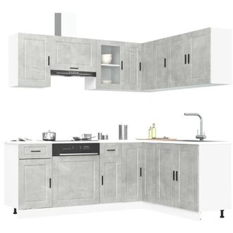 vidaXL Vidaxl - Mueble Cocina Porto Gris Hormig&oacute;n 11 Pzas Madera Contrachapada
