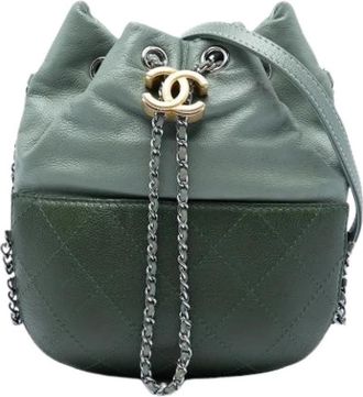 Chanel Pre-owned Gabrielle Bucket Bag - Dames - Vintage Tas - Groen - ONE Size - Leer - Vintage