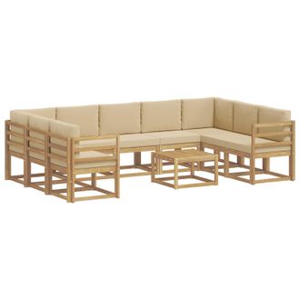 vidaXL Conjunto De Sof&aacute;s De Exterior 10 Pcs Y Beige 59 X 59 X 37 Cm Vidaxl