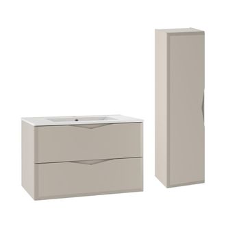 Petits Meubles Set de muebles con lavabo encastrado y columna estratificado 80cm