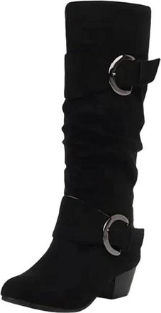Generic Womens Winter Knee Punk Knight Boots Square Heel West Cowboy Boots