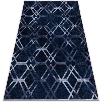 RugsX Tappeto lavabile miro 51805.802 Geometrico, reticolo antiscivolo - blu blue 160x220 cm
