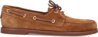 Gianvito Rossi Womens Vand&eacute;e Boat Shoes Brown Chamois Loafers
