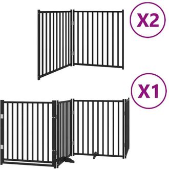 vidaXL Puerta De Perros Plegable 8 Paneles Madera &Aacute;lamo Negra 640 Cm Vidaxl