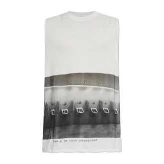 Rick Owens Sleeveless Tops, male, Gray, Size: M Jumbo Printed Top