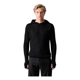 Heliot Emil Heliot Emil - Lichtgewicht Gebreide Hoodie - Heren - Truien - Zwart - Maat: XL Wol
