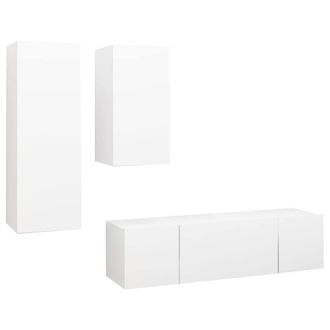 Berkfield Home 4 Piece TV Cabinet Set White Engineered Wood
