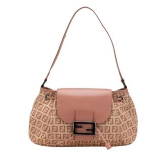 Fendi Pre-owned Shoulder Bags, female, Beige, Size: ONE SIZE Pre-owned Canvas Shoulder Bag