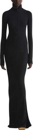 MUGLER Jersey Column Jurk - Dames - Avondkleed - Zwart - M - Wol - Kleedjes