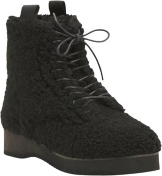 Roam Womens Combat Cush Shearling Boots In Black