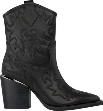 Alma En Pena Geborduurde enkellaarsjes met hak - Dames - Cowboylaarzen - Zwart - 40 EU - Schoenen