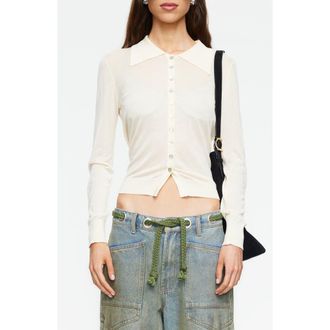 Lioness Chalet Point Collar Knit Shirt in Butter at Nordstrom, Size X-Small