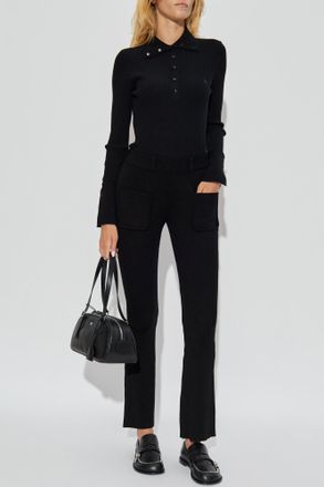 Courr&egrave;ges Striped Trousers, Womens, Black
