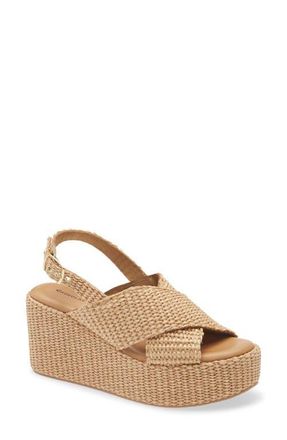 Chocolat Blu Jacen Slingback Wedge Platform Sandal in Natural Raffia at Nordstrom, Size 7.5-8Us