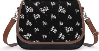 Generic Watercolor Racing Flag Womens Crossbody Bag Fashion Shoulder Handbags Message Tote Bag with Adjustable Strap