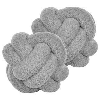 Beliani Conjunto De 2 Cojines De Boucl&eacute; Gris 19 X 19 Cm Accesorio Malni