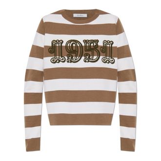 Max Mara Round-neck Knitwear, female, Brown, L, Jumper Viterbo