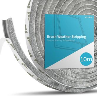 Elle Burlete De Cepillo De 10 M Para Puertas Correderas - Aislamiento Ac&uacute;stico Y T&eacute;rmico - Para Huecos De 7 A 14 Mm - Cerdas Tejidas Para Un Sellado Herm&eacute;t