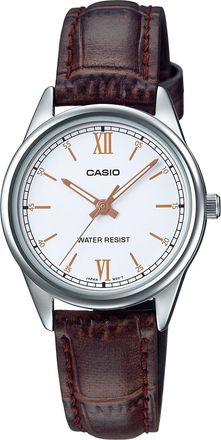 Casio Womens Brown Leather Watch with White Dial - LTP-V005L-7B3UDF