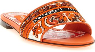 Dolce & Gabbana Womens Orange Cotton Slides Shoe