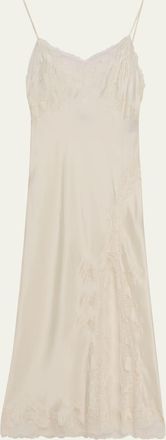 Natori Lolita Sleeveless Lace-Trim Charmeuse Nightgown