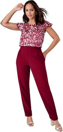 Jessica London Stretch Knit Crepe Straight Leg Pants in Rich Burgundy at Nordstrom, Size 28