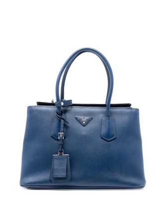 Prada 2013-2025 Saffiano Cuir Turnlock Twin satchel - Blu