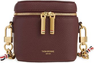 Thom Browne Box Leather Crossbody Pouch in Dark Burgundy at Nordstrom