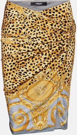 Versace Printed gathered jersey miniskirt