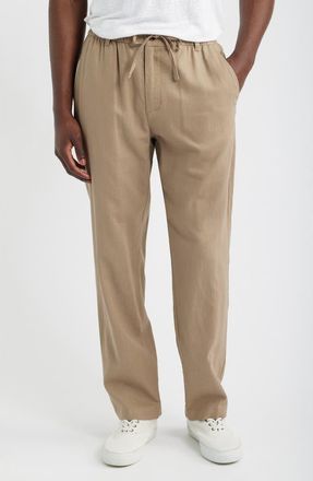 Mack Weldon Straight Leg Linen Blend Drawstring Pants in Desert Taupe at Nordstrom, Size Small