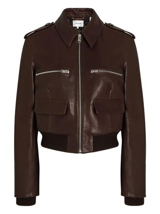 Frame Denim zip-pocket leather jacket - Marrone