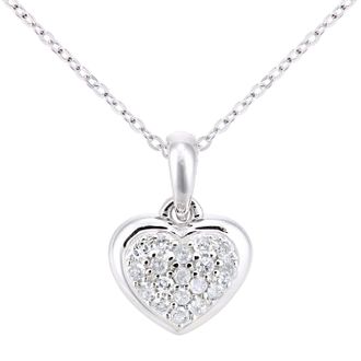 Diamant L'&eacute;ternel Womens 9ct White Gold Diamond Heart Pendant Necklace of Length 46cm - One Size