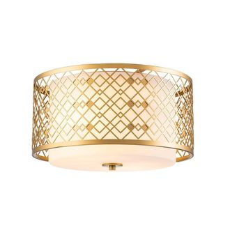 Netlighting Ziggy 2 Light Cylindrical Pendant Ceiling Light Lacquered Gold