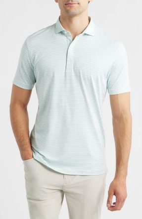 Johnnie-O Michael Stripe Performance Golf Polo in Cilantro at Nordstrom, Size Xx-Large