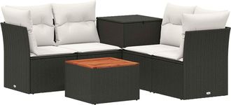vidaXL Juego De Sof&aacute; 6 Uds. Negro Y Blanco Crema Vidaxl