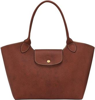 Longchamp &Eacute;pure Leather Shoulder Tote in Brown at Nordstrom