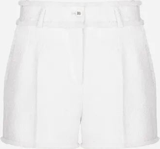 Dolce & Gabbana Raschel Tweed Shorts - Woman Pants And Shorts White 42