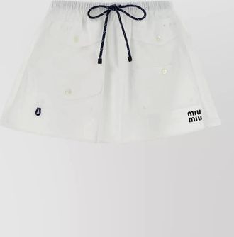 Miu Miu poplin mini skirt front pockets buttons