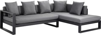 Vente-Unique Sof&aacute; rinconera de jard&iacute;n de aluminio - Antracita - MOLOKAI