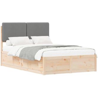 vidaXL Bed Frame with Upholstered Headboard Light Grey 120 x 200 cm vidaXL