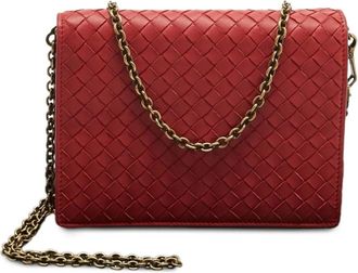 Bottega Veneta Intrecciato chain-strap shoulder bag - women - Calf Leather/Calf Leather - One Size - Red