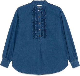 Valentino Garavani Stijlvolle Blouse - Dames - Blouses - Blauw - 2XS - Katoen - Overhemden
