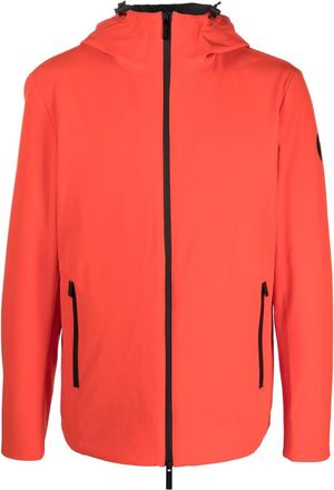 Woolrich logo-patch hooded lightweight jacket - men - Polyester/Recycled Duck Down/Feather Down/Polyamide/Spandex/Elastane - M - Orange