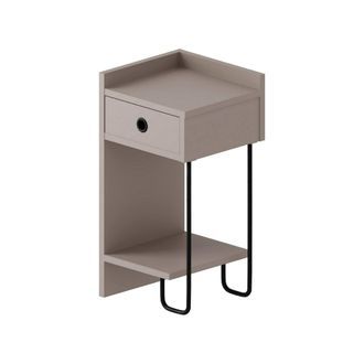 Dmora Mesita De Noche Cedro, Un Caj&oacute;n, 2 Estantes, Apertura Corredera, 32x30x61h Cm Gris Tortora