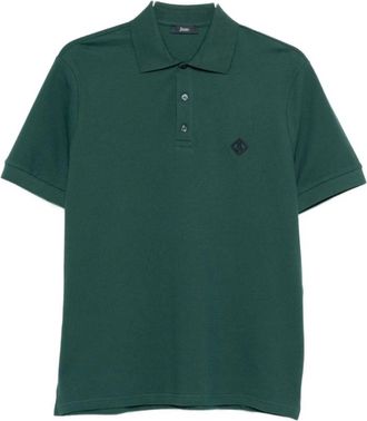 Herno Cotton Logo Patch T-shirt met korte mouwen - Heren - Polos - Groen - L - Katoen - Tops