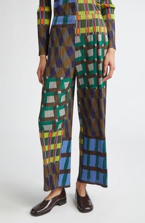 Pleats Please Issey Miyake Harmony Pleated Wide Leg Pants in Blue at Nordstrom, Size 5