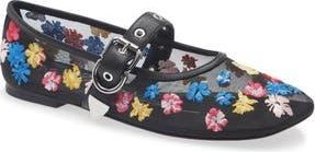 3.1 Phillip Lim Flowerworks Mesh Mary Jane Flat in Black Multi at Nordstrom Rack, Size 11Us / 41Eu