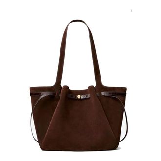 Tory Burch Romy Suede Tote - Dames - Tassen - Bruin - Maat: ONE Size Su&egrave;de