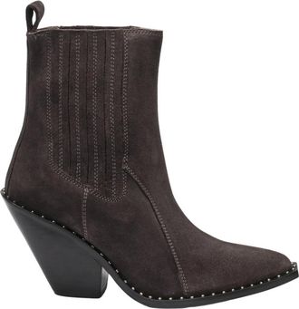 Fab By Fabienne Chapot Zwarte Croco Enkellaarsjes met Gouden Noppen - Dames - Cowboylaarzen - Grijs - 41 EU - Leer - Schoenen