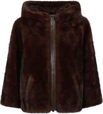 Pinko Cadetia Polyester Faux Fur Hooded Cape
